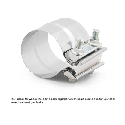 2.25 inch Car Turbo Exhaust Downpipe Stainless Steel Lap Joint Band Clamp by buy2fix