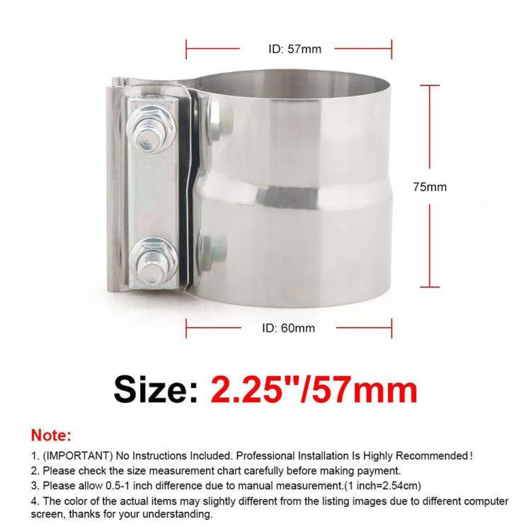 2.25 inch Car Turbo Exhaust Downpipe Stainless Steel Lap Joint Band Clamp by buy2fix