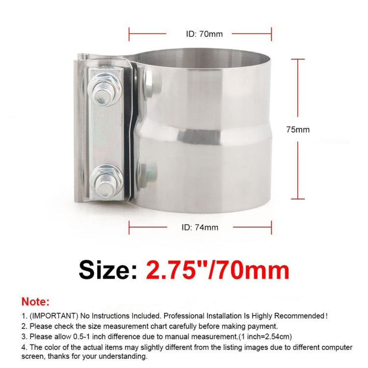 2.75 inch Car Turbo Exhaust Downpipe Stainless Steel Lap Joint Band Clamp by buy2fix