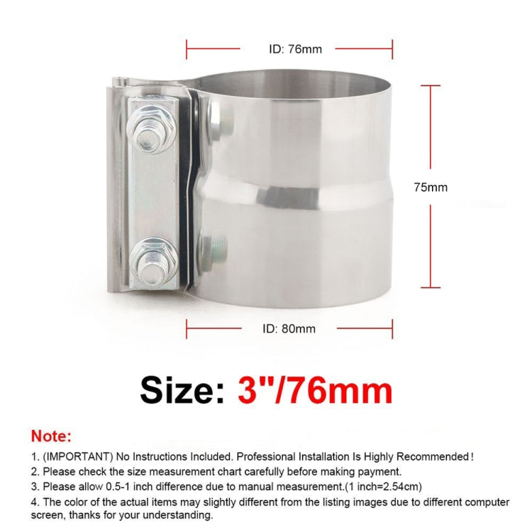 3 inch Car Turbo Exhaust Downpipe Stainless Steel Lap Joint Band Clamp - Booster Cable & Clip by buy2fix | Online Shopping UK | buy2fix