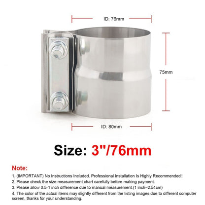 3 inch Car Turbo Exhaust Downpipe Stainless Steel Lap Joint Band Clamp - Booster Cable & Clip by buy2fix | Online Shopping UK | buy2fix