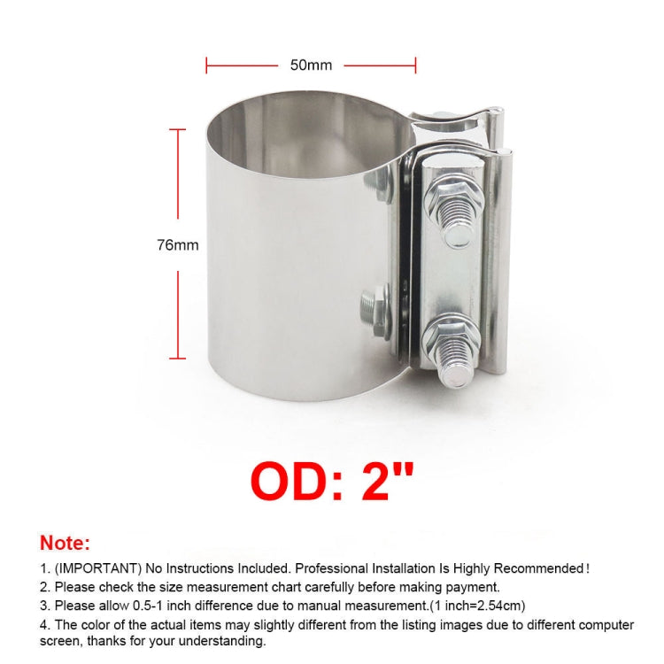 2.0 inch Car Turbo Exhaust Downpipe Stainless Steel Lap Joint Band Clamp by buy2fix