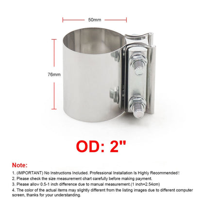 2.0 inch Car Turbo Exhaust Downpipe Stainless Steel Lap Joint Band Clamp by buy2fix