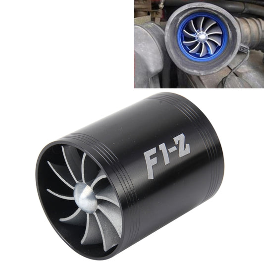 F1-Z Car Stainless Universal Supercharger Dual Double Turbine Air Intake Fuel Saver Turbo Turboing Charger Fan Set kit(Black) - Air Intake System by buy2fix | Online Shopping UK | buy2fix