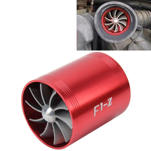F1-Z Car Stainless Universal Supercharger Dual Double Turbine Air Intake Fuel Saver Turbo Turboing Charger Fan Set kit(Red) - Air Intake System by buy2fix | Online Shopping UK | buy2fix