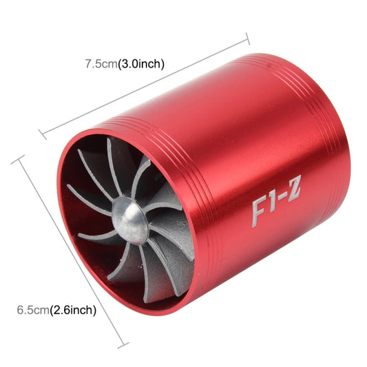 F1-Z Car Stainless Universal Supercharger Dual Double Turbine Air Intake Fuel Saver Turbo Turboing Charger Fan Set kit(Red) - Air Intake System by buy2fix | Online Shopping UK | buy2fix