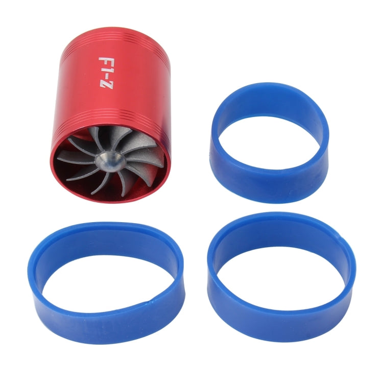 F1-Z Car Stainless Universal Supercharger Dual Double Turbine Air Intake Fuel Saver Turbo Turboing Charger Fan Set kit(Red) - Air Intake System by buy2fix | Online Shopping UK | buy2fix