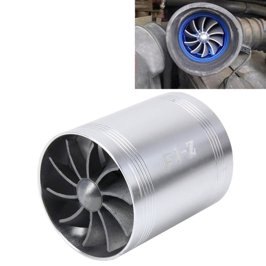 F1-Z Car Stainless Universal Supercharger Dual Double Turbine Air Intake Fuel Saver Turbo Turboing Charger Fan Set kit(Silver) - Engine Fittings by buy2fix | Online Shopping UK | buy2fix