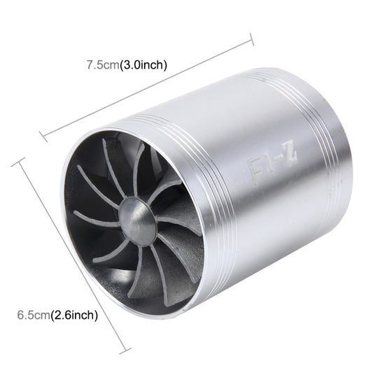 F1-Z Car Stainless Universal Supercharger Dual Double Turbine Air Intake Fuel Saver Turbo Turboing Charger Fan Set kit(Silver) - Engine Fittings by buy2fix | Online Shopping UK | buy2fix