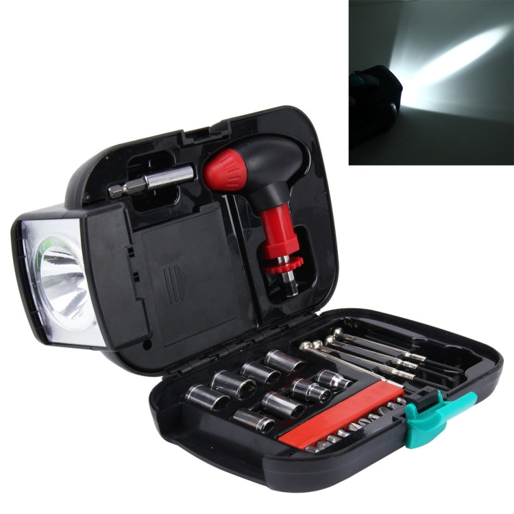 24 PCS Portable Flashlight Tool Box Set - Portable Auto, Home, Emergency Tool Kit with Flashlight - Hand Tool Sets by buy2fix | Online Shopping UK | buy2fix