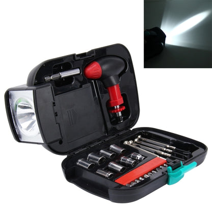 24 PCS Portable Flashlight Tool Box Set - Portable Auto, Home, Emergency Tool Kit with Flashlight - Hand Tool Sets by buy2fix | Online Shopping UK | buy2fix