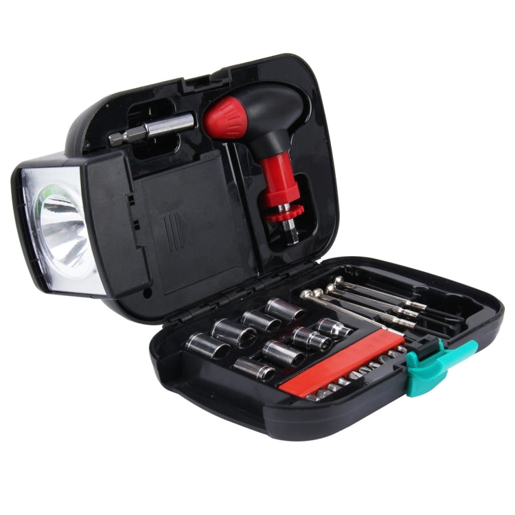 24 PCS Portable Flashlight Tool Box Set - Portable Auto, Home, Emergency Tool Kit with Flashlight - Hand Tool Sets by buy2fix | Online Shopping UK | buy2fix