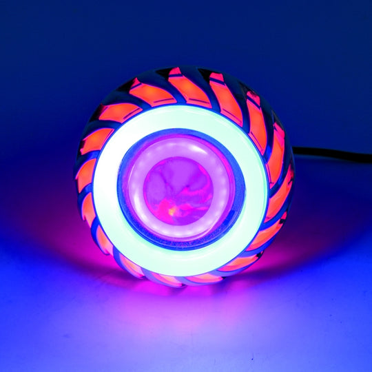 Lentille de phare LED pour moto 30W DC 12V-85V, yeux tourbillonnants intégrés à Double ouverture et œil du diable (lumière rouge)