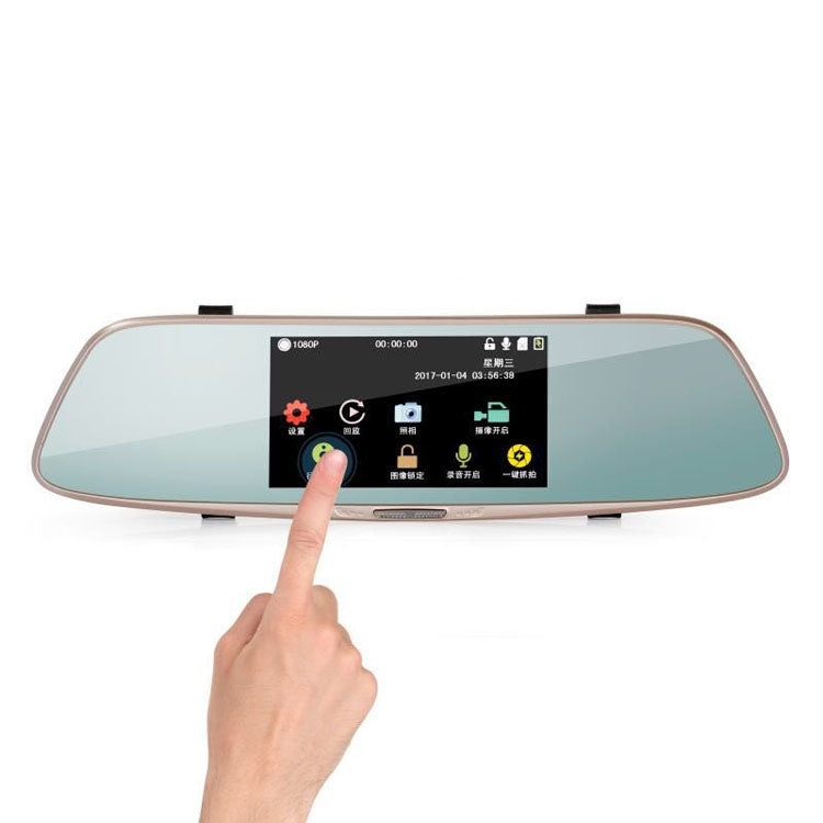5 inch IPS Touch Screen Rear View Mirror Car Recorder with Dual Channel 720P Car Black Box, Separate Camera, Support 32GB TF Card, Night Vision, 150 Degree Wide Angle Viewing by buy2fix