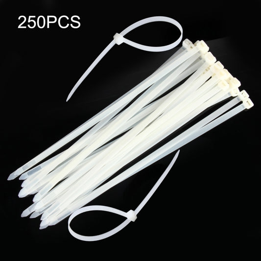 250 PCS 8mm*300mm Nylon Cable Ties(White) - Booster Cable & Clip by buy2fix | Online Shopping UK | buy2fix