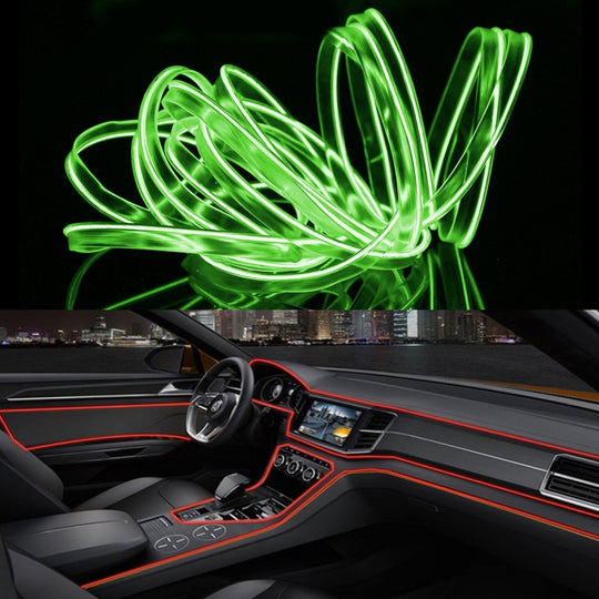 Bande lumineuse LED flexible à lumière froide de 3 m pour la décoration de voiture (lumière verte fluorescente)