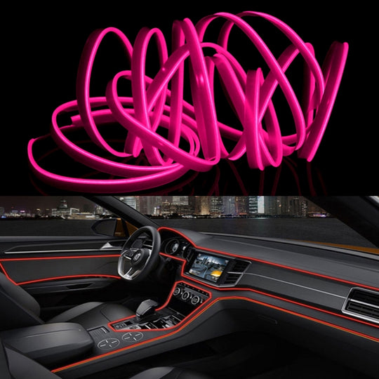 Bande lumineuse LED flexible à lumière froide de 3 m pour la décoration de voiture (lumière rose)