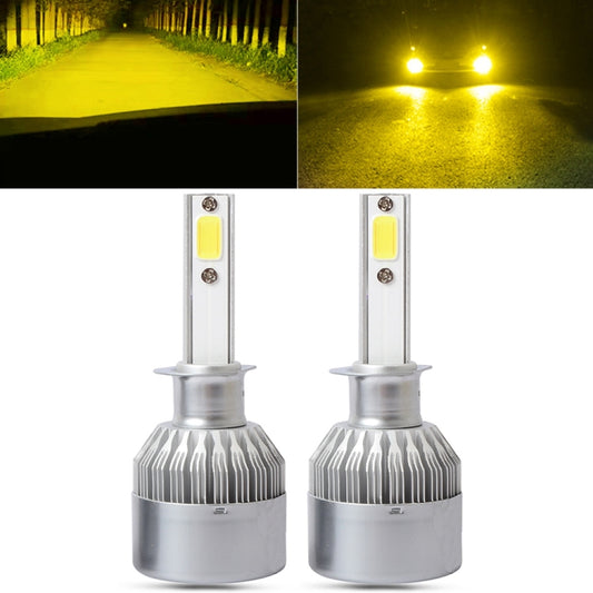 2 PCS  H1 18W 1800 LM 3000K IP68 Canbus Constant Current Car LED Headlight with 2 COB Lamps, DC 9-36V(Gold Light) - LED Headlamps by buy2fix | Online Shopping UK | buy2fix