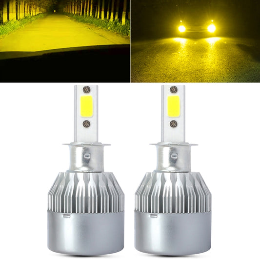 2 PCS  H3 18W 1800 LM 3000K IP68 Canbus Constant Current Car LED Headlight with 2 COB Lamps, DC 9-36V(Gold Light) - LED Headlamps by buy2fix | Online Shopping UK | buy2fix