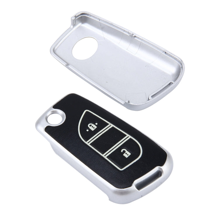 Car Auto PU Leather Intelligence Two Buttons Luminous Effect Key Ring Protection Cover for 2014 Version RAV4 2015 Version Highlander(Silver) by buy2fix