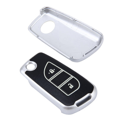 Car Auto PU Leather Intelligence Two Buttons Luminous Effect Key Ring Protection Cover for 2014 Version RAV4 2015 Version Highlander(Silver) by buy2fix