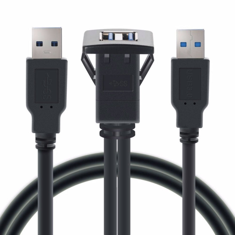2m ABS Shell Flush Mount USB 3.0 Dock Car Ship Motorcycle Dashboard Panel Male to Female Data Waterproof Extension Cord(Black) - DIY Cables by buy2fix | Online Shopping UK | buy2fix