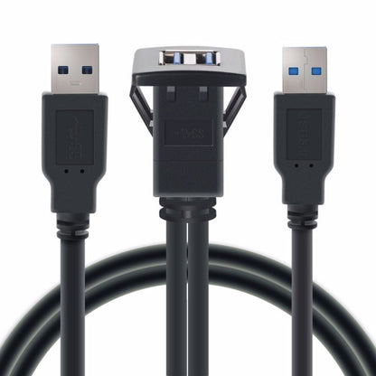 2m ABS Shell Flush Mount USB 3.0 Dock Car Ship Motorcycle Dashboard Panel Male to Female Data Waterproof Extension Cord(Black) - DIY Cables by buy2fix | Online Shopping UK | buy2fix