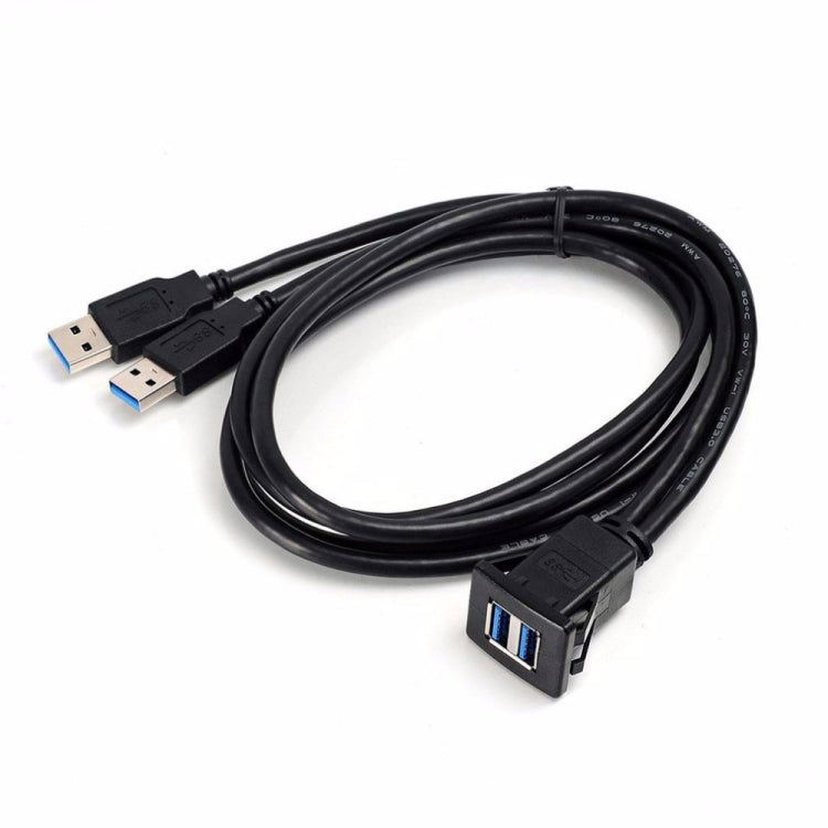 2m ABS Shell Flush Mount USB 3.0 Dock Car Ship Motorcycle Dashboard Panel Male to Female Data Waterproof Extension Cord(Black) - DIY Cables by buy2fix | Online Shopping UK | buy2fix