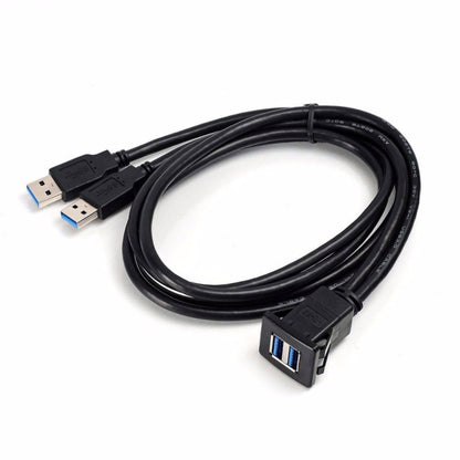 2m ABS Shell Flush Mount USB 3.0 Dock Car Ship Motorcycle Dashboard Panel Male to Female Data Waterproof Extension Cord(Black) - DIY Cables by buy2fix | Online Shopping UK | buy2fix