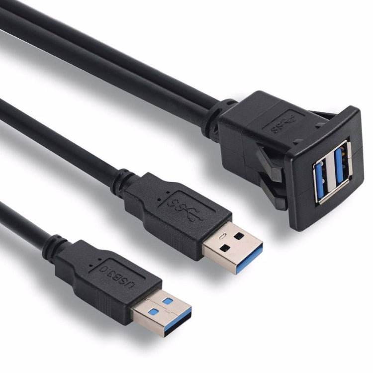 2m ABS Shell Flush Mount USB 3.0 Dock Car Ship Motorcycle Dashboard Panel Male to Female Data Waterproof Extension Cord(Black) - DIY Cables by buy2fix | Online Shopping UK | buy2fix