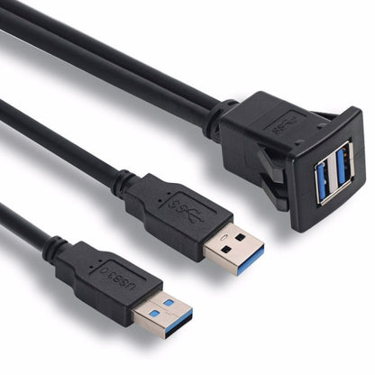 2m ABS Shell Flush Mount USB 3.0 Dock Car Ship Motorcycle Dashboard Panel Male to Female Data Waterproof Extension Cord(Black) - DIY Cables by buy2fix | Online Shopping UK | buy2fix