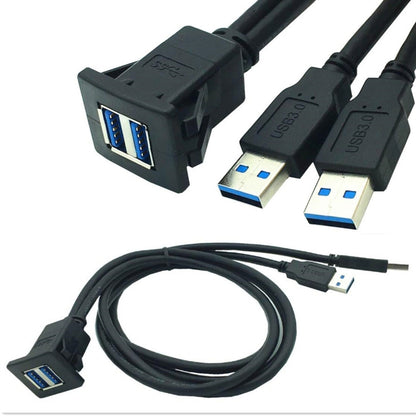 2m ABS Shell Flush Mount USB 3.0 Dock Car Ship Motorcycle Dashboard Panel Male to Female Data Waterproof Extension Cord(Black) - DIY Cables by buy2fix | Online Shopping UK | buy2fix