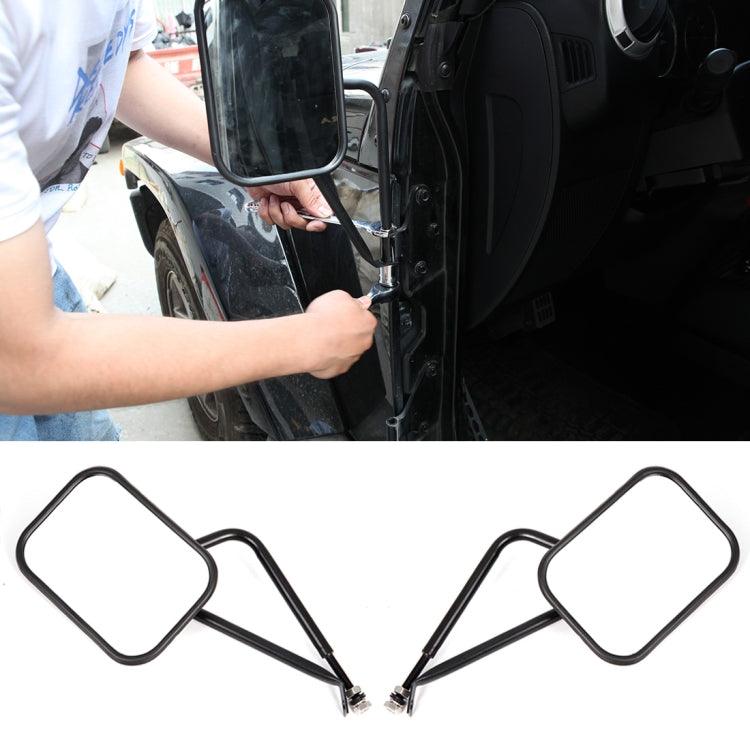 2 PCS Car Door Off Side View Mirror Rectangular Reversing Mirrors for Jeep Wrangler JK 2007-2017 by buy2fix