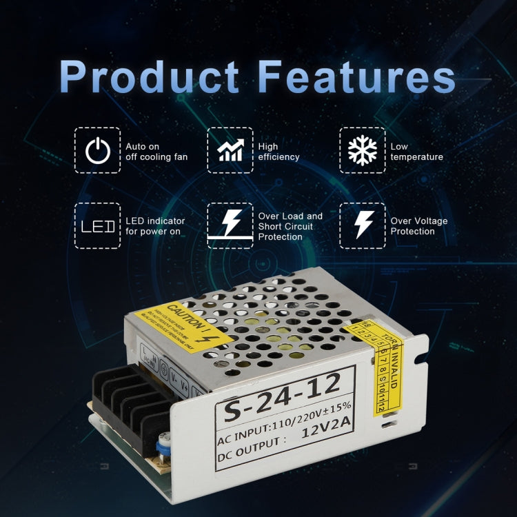 S-24W-12 24W AC 220V to DC 12V 2A Car Regulated Switching Power Supply - Modified Square Wave by buy2fix | Online Shopping UK | buy2fix