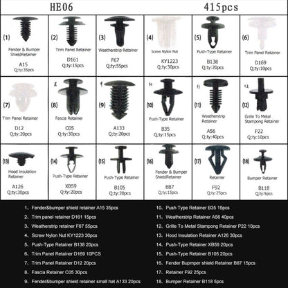 415 PCS Car Retainer Clips Assortment Car Panel Trim Plastic Fasteners Rivet Clips Set - Nuts & Bolts by buy2fix | Online Shopping UK | buy2fix