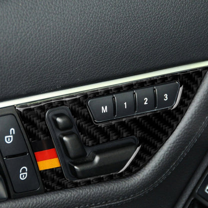 2 PCS German Flag Car Carbon Fiber Left Drive Seat Adjustment Panel Decorative Sticker for Mercedes-Benz W204 2007-2013 by buy2fix