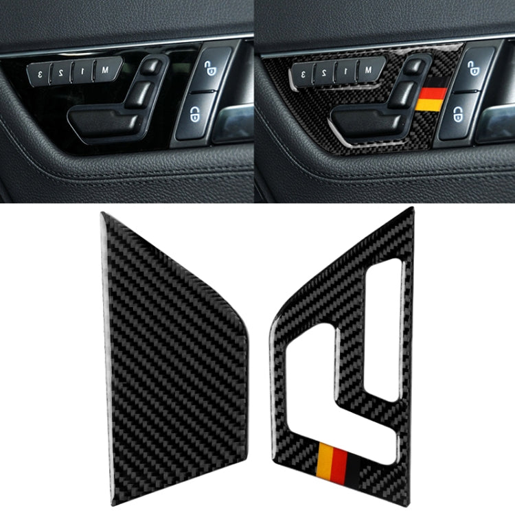 2 PCS German Flag Car Carbon Fiber Right Drive Seat Adjustment Panel Decorative Sticker for Mercedes-Benz W204 2007-2013 by buy2fix