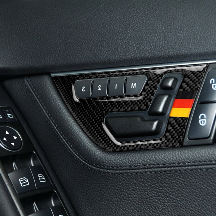 2 PCS German Flag Car Carbon Fiber Right Drive Seat Adjustment Panel Decorative Sticker for Mercedes-Benz W204 2007-2013 by buy2fix
