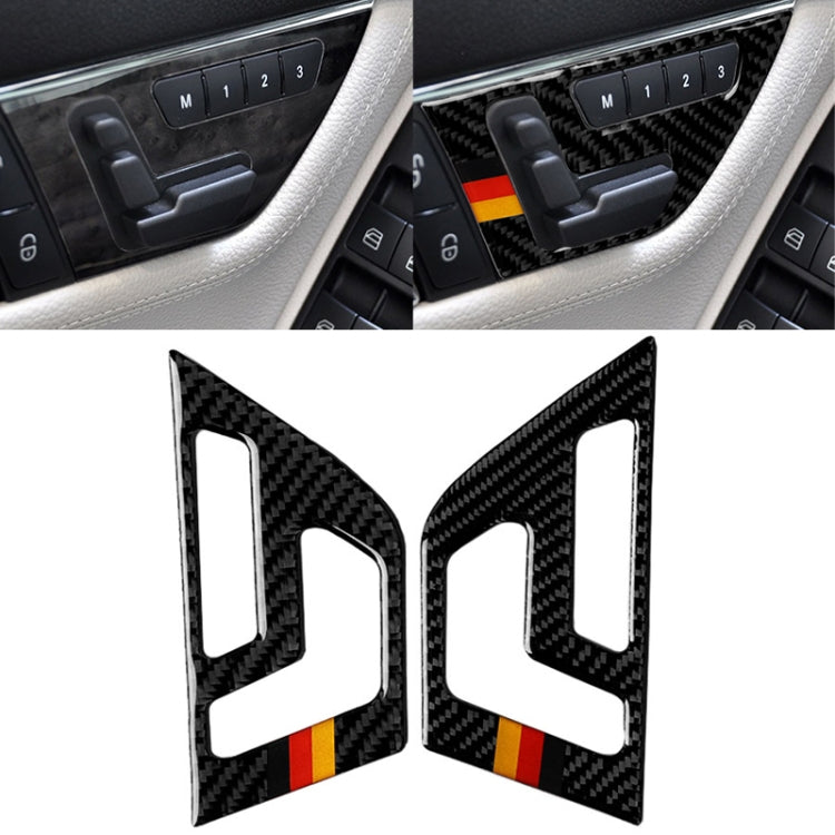 2 PCS German Flag Car Carbon Fiber Seat Adjustment Panel Decorative Sticker for Mercedes-Benz W204 2007-2013 by buy2fix