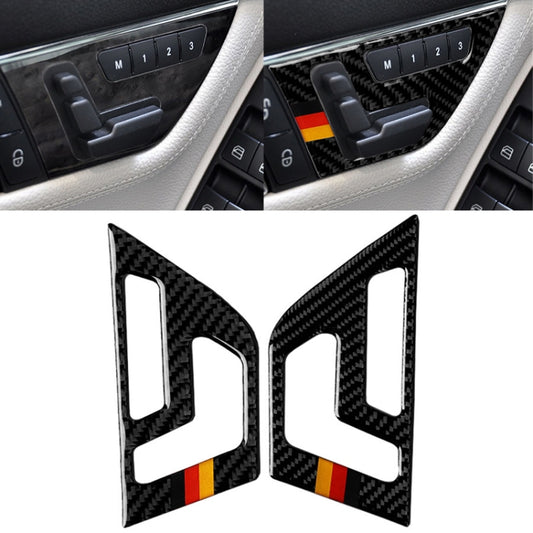 2 PCS German Flag Car Carbon Fiber Seat Adjustment Panel Decorative Sticker for Mercedes-Benz W204 2007-2013 by buy2fix