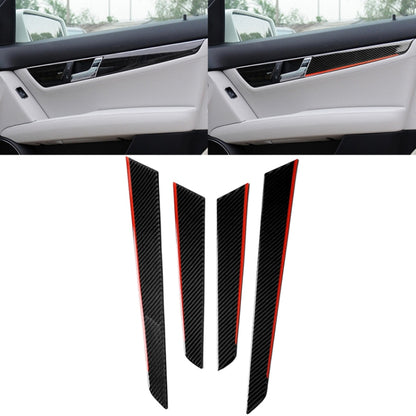 4 PCS Car Carbon Fiber Red Inner Door Panel Decorative Sticker for Mercedes-Benz W204 2007-2013 - Car Interior Mouldings by buy2fix | Online Shopping UK | buy2fix