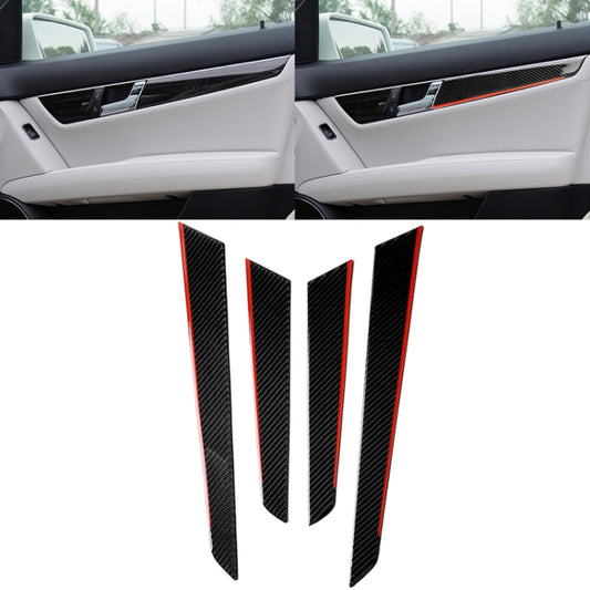4 PCS Car Carbon Fiber Red Inner Door Panel Decorative Sticker for Mercedes-Benz W204 2007-2013 - Car Interior Mouldings by buy2fix | Online Shopping UK | buy2fix