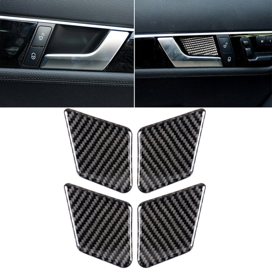 4 PCS Car Solid Color Carbon Fiber Door Inner Handle Wrist Panel Decorative Sticker for Mercedes-Benz C Class 2007-2013 / E Class 2009-2016 - Car Interior Mouldings by buy2fix | Online Shopping UK | buy2fix