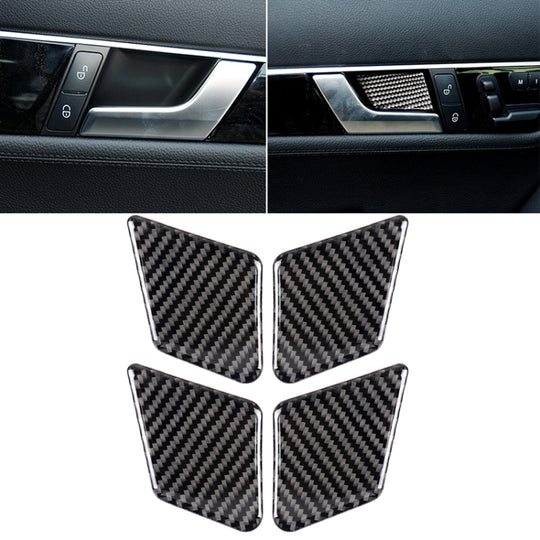 4 pièces autocollant décoratif de panneau de poignet de poignée intérieure de porte en Fiber de carbone de couleur unie de voiture pour Mercedes-Benz classe C 2007-2013/classe E 2009-2016
