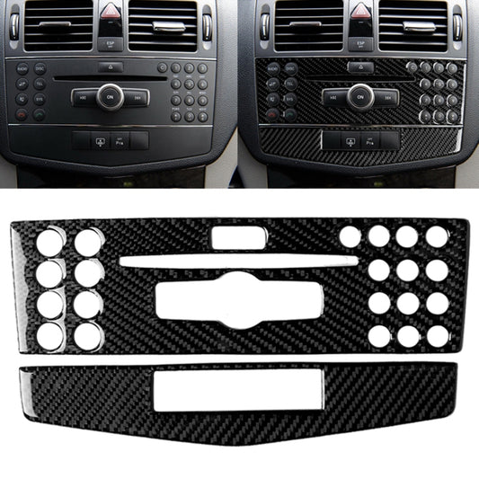 Car Carbon Fiber Center Console Panel Decorative Sticker for Mercedes-Benz W204 C Class 2007-2010 by buy2fix