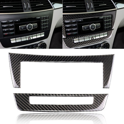 Car Carbon Fiber Central Control CD Panel Decorative Sticker for Mercedes-Benz W204 2011-2013 7-buttons by buy2fix