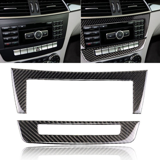 Car Carbon Fiber Central Control CD Panel Decorative Sticker for Mercedes-Benz W204 2011-2013 7-buttons by buy2fix
