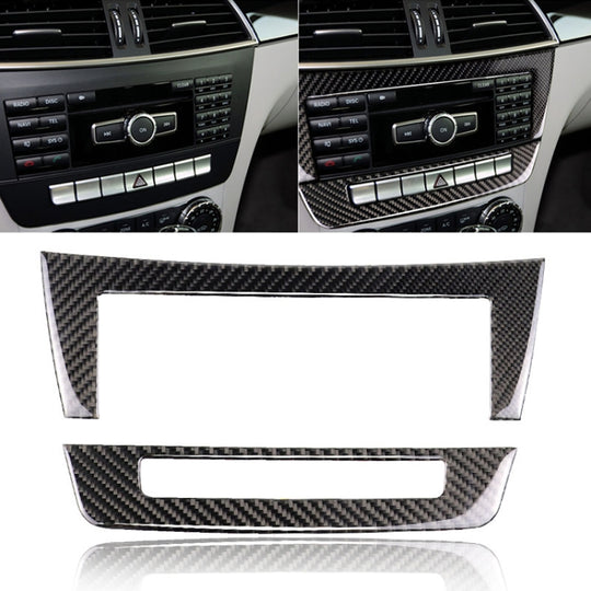 Car Carbon Fiber Central Control CD Panel Decorative Sticker for Mercedes-Benz W204 2011-2013 7-buttons
