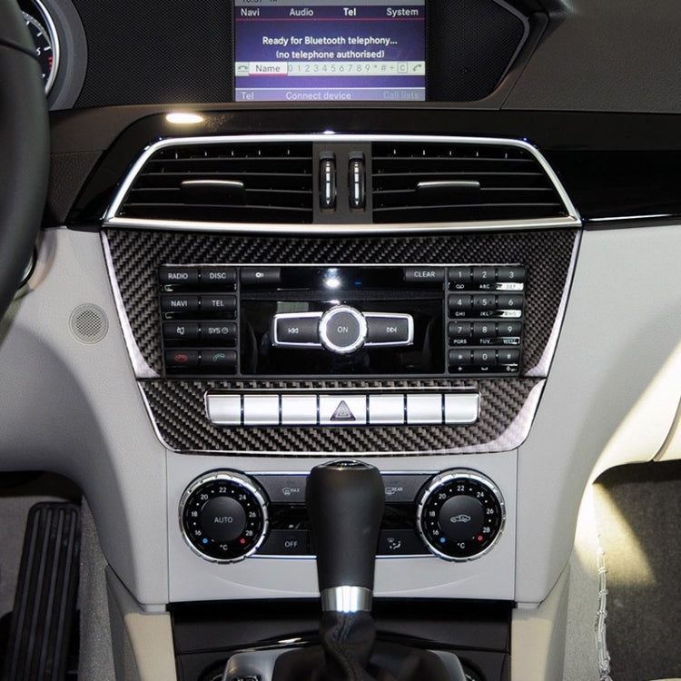 Car Carbon Fiber Central Control CD Panel Decorative Sticker for Mercedes-Benz W204 2011-2013 7-buttons by buy2fix