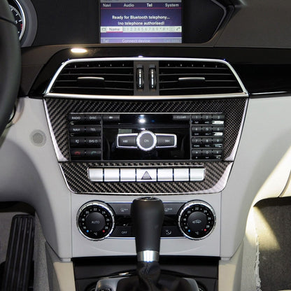 Car Carbon Fiber Central Control CD Panel Decorative Sticker for Mercedes-Benz W204 2011-2013 7-buttons by buy2fix
